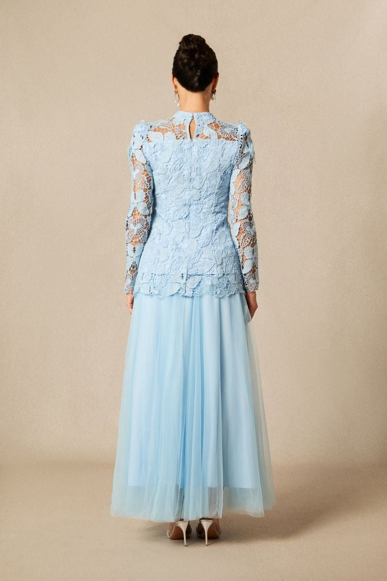 Elizabeth Butterfly Embroidered Lace Maxi Dress