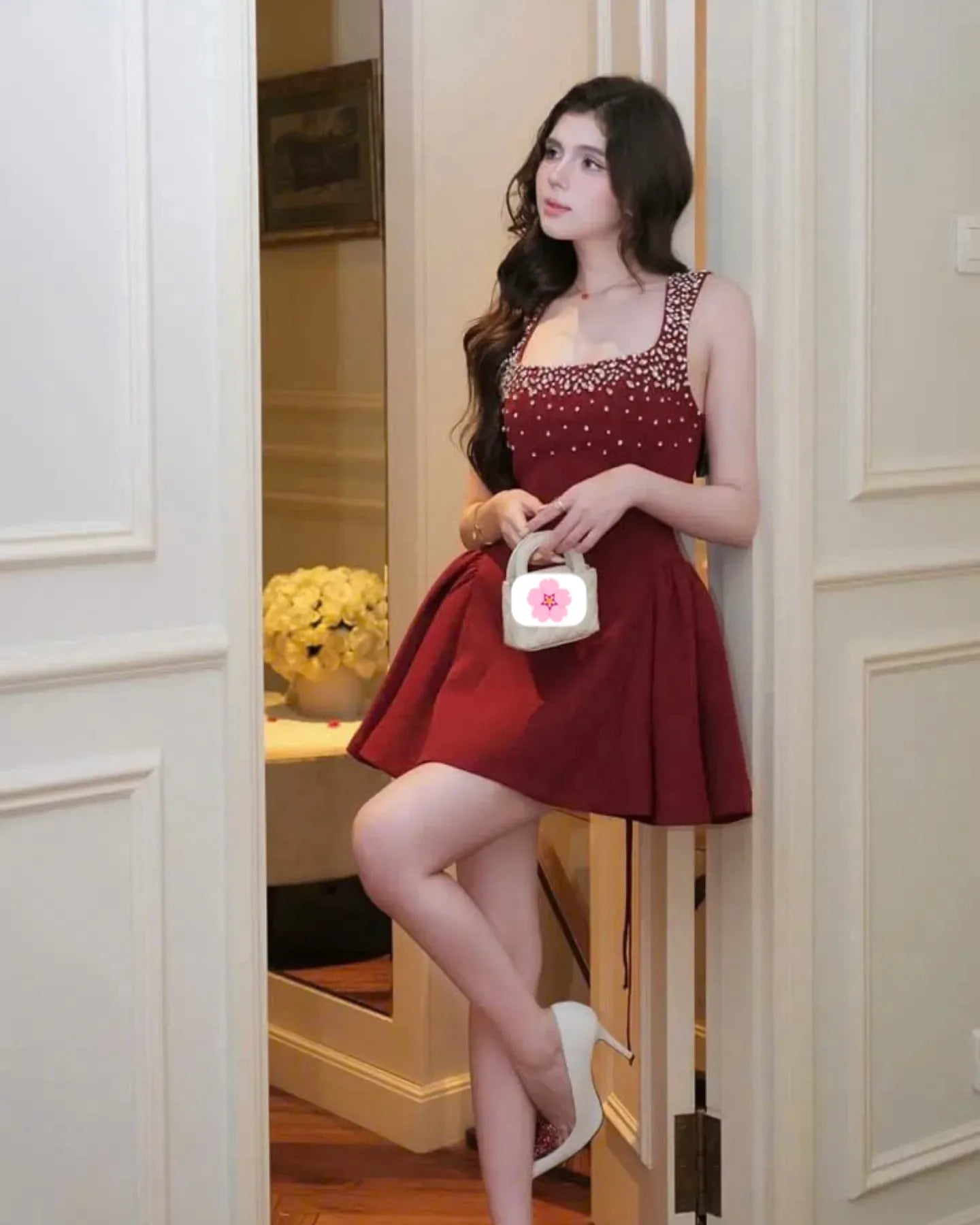 elise embellished mini dress