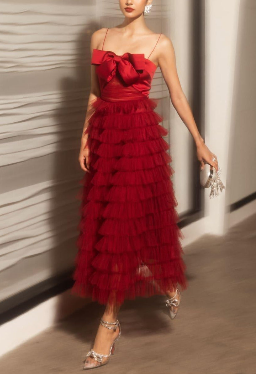 Kravitz Layered Camisole Silk Ankle Length Dress