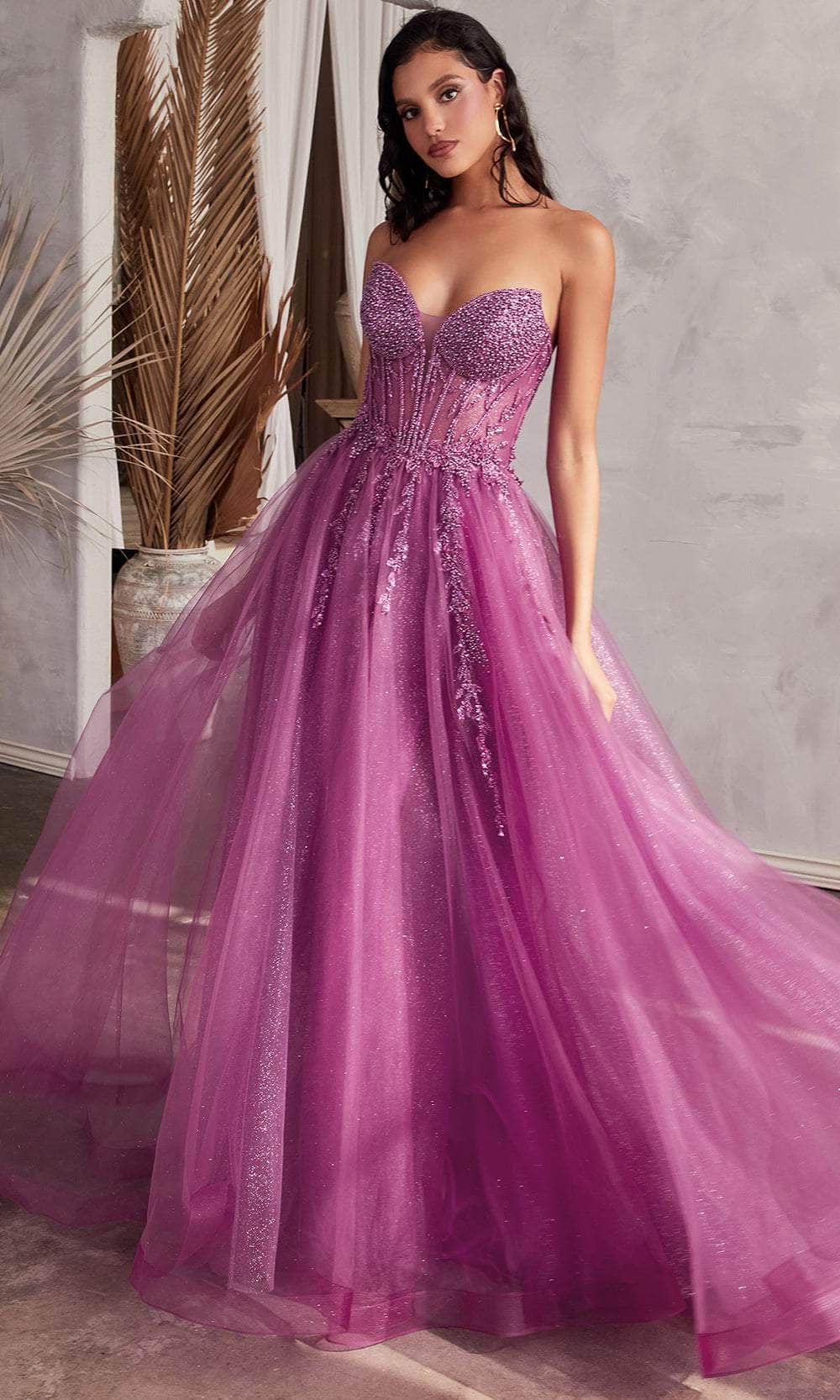 Ladivine  Beaded Appliqued A-Line Prom Gown