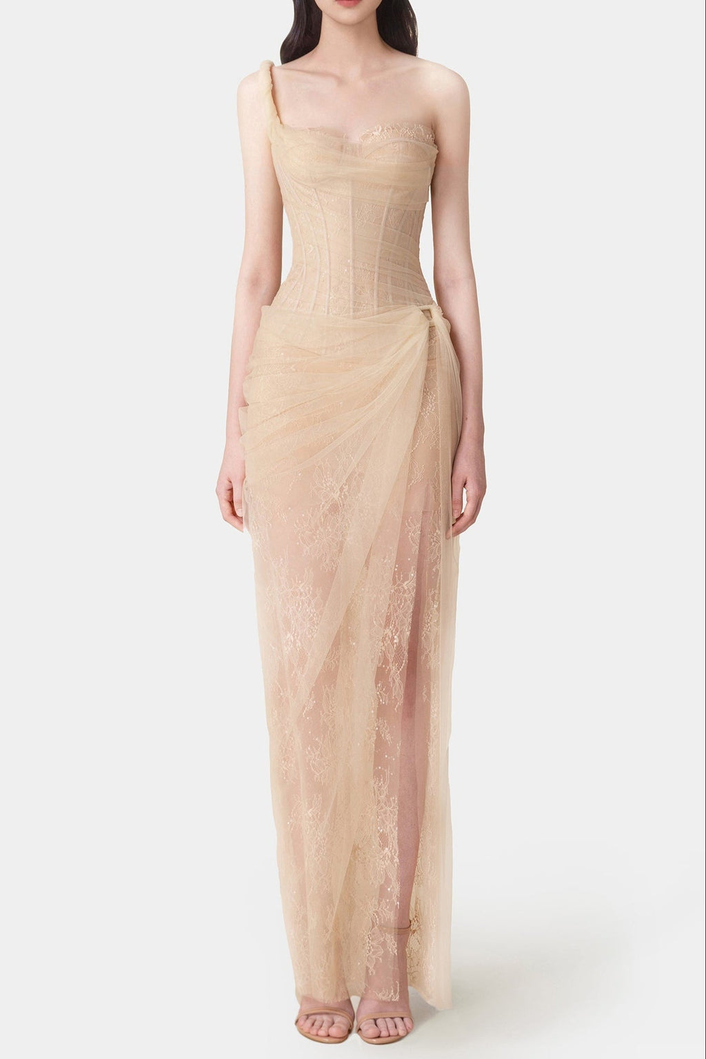 MARA BEIGE LACE CORSET DRESS