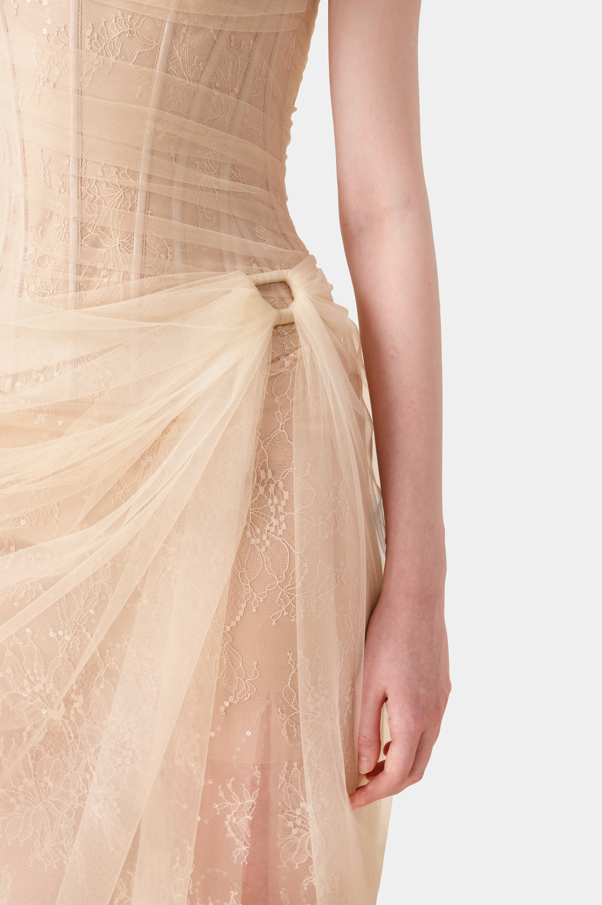 MARA BEIGE LACE CORSET DRESS