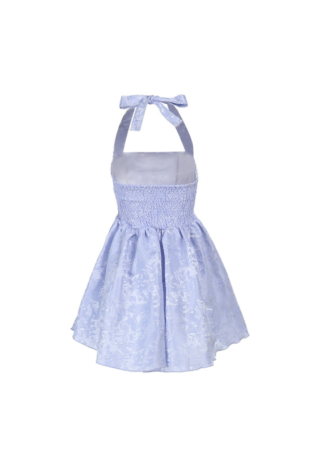 deborah Halterneck Floral Flare Mini Dress in blue