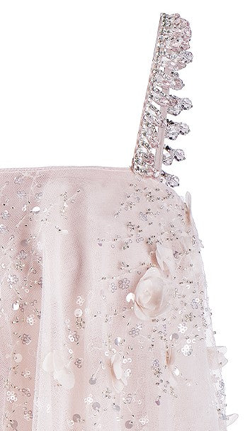 Zola Pink Flower Embroidered Loose doll Party Dress