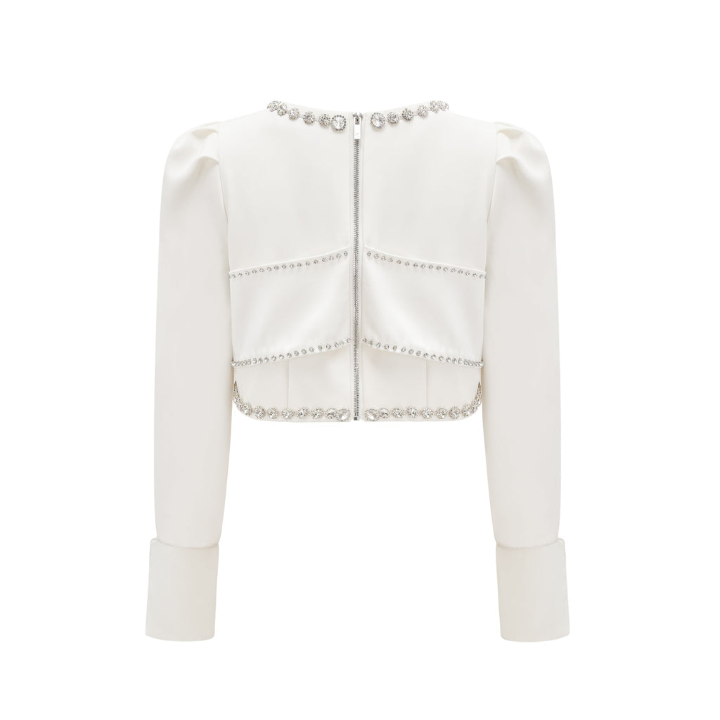 Quilleva embellished cropped jacket & shorts matching set