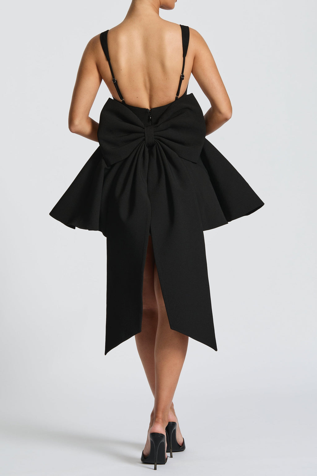 kristin back bow embellished Mini Dress in Black