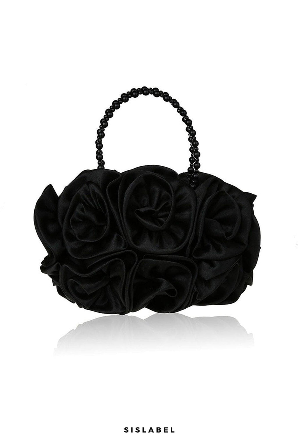 Satin Rosettes Pearl Handbag