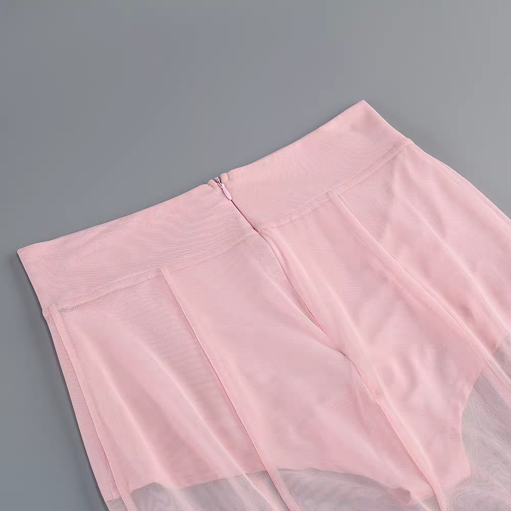 Ilhamp Pink Blazer & Mesh Skirt Set