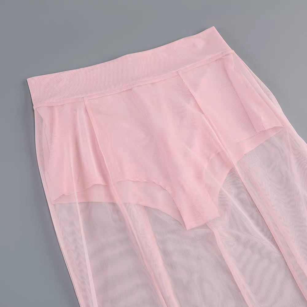 Ilhamp Pink Blazer & Mesh Skirt Set